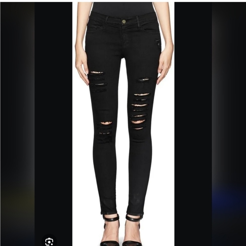 Frame | Le skinny de jeanne jeans - Black distressed version - size 24